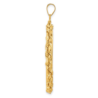 14k Yellow Gold 4mm Rope 32mm Screw Top Coin Bezel Pendant - Fits 1 oz Australian Nugget, 1 oz Kangaroo, 1 oz Panda, and Other Coins