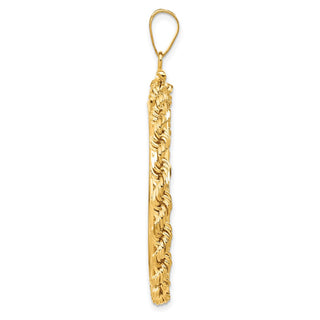 14k Yellow Gold 4mm Rope 34.2mm Screw Top Coin Bezel Pendant - Fits US $20 Liberty and US $20 St. Gaudens