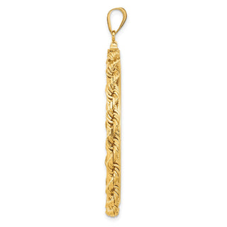 14k Yellow Gold 4mm Rope 37mm Screw Top Coin Bezel Pendant - Fits 50 Pesos and Centenario
