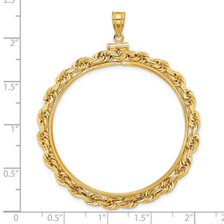 14k Yellow Gold 4mm Rope 39.5mm Screw Top Coin Bezel Pendant - Fits 4 Ducat