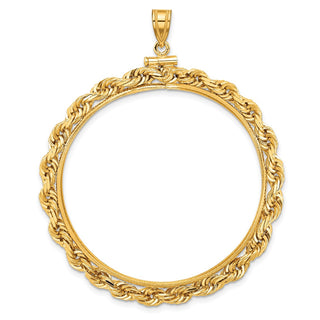 14k Yellow Gold 4mm Rope 39.5mm Screw Top Coin Bezel Pendant - Fits 4 Ducat