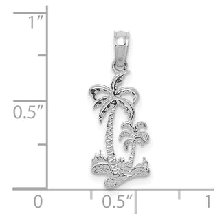 14K White Gold Double Palm Trees Pendant