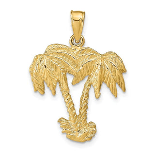 14k Yellow Gold Double Palm Trees Pendant C3333