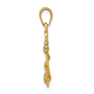 14k Yellow Gold 3-D Anchor w/ Shackle and Entwined Rope Pendant