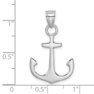 14k White Gold Polished 3-D Anchor Pendant C3345W