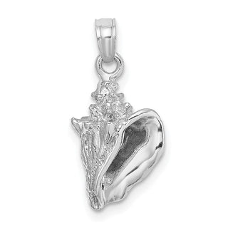 14k White Gold 3-D Conch Shell Pendant