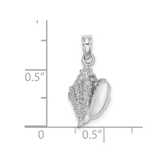 14k White Gold 2-D Conch Shell Pendant