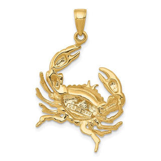 14k Yellow Gold Stone Crab w/Claw Extended Pendant