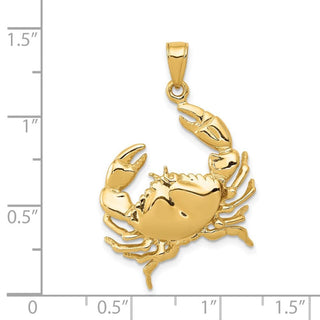 14k Yellow Gold Stone Crab w/Claw Extended Pendant