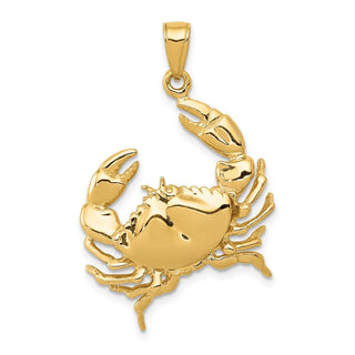 14k Yellow Gold Stone Crab w/Claw Extended Pendant