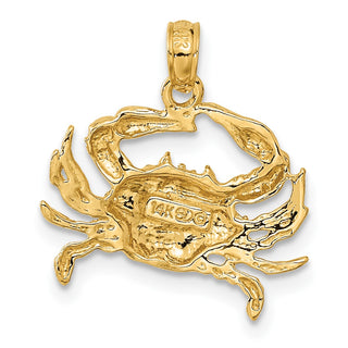 14k Yellow Gold Blue Crab Pendant C3413