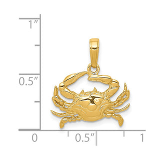 14k Yellow Gold Blue Crab Pendant C3413