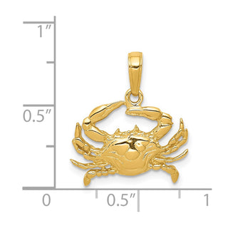 14k Yellow Gold Blue Crab Pendant C3413