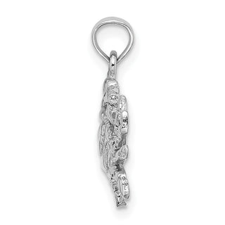14k White Gold Detailed 2-D Blue Crab Pendant