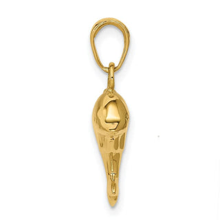 14k Yellow Gold Polished 3-D Dolphin Pendant