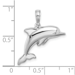 14k White Gold 3-D Puffed Dolphin Pendant
