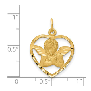 14k Yellow Gold Angel In Heart Charm