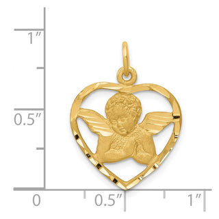14k Yellow Gold Angel In Heart Charm