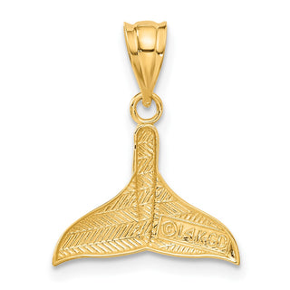 14k Yellow Gold Solid Polished Open-Backed Whale Tail Pendant