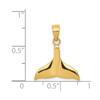14k Yellow Gold Solid Polished Open-Backed Whale Tail Pendant
