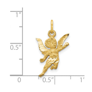 14k Yellow Gold Diamond-Cut Angel Charm
