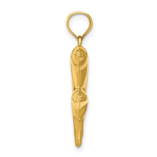 14k Yellow Gold Dolphin Pair Pendant C3442