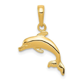14k Yellow Gold Dolphin Jumping Pendant C3446