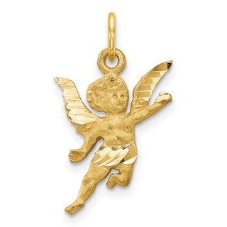 14k Yellow Gold Diamond-Cut Angel Charm