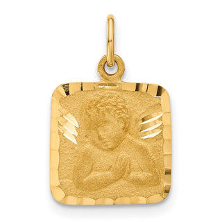 14k Yellow Gold Satin and Diamond-cut Angel Charm C346