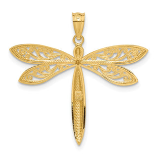 14k Yellow Gold with Rhodium Dragonfly Pendant C3464