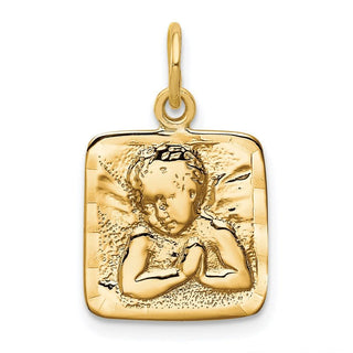 14k Yellow Gold Satin and Diamond-cut Angel Charm C346