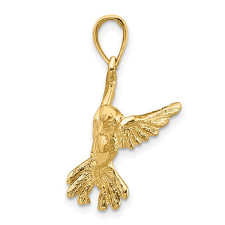 14k Yellow Gold 2-D Hummingbird Pendant C3476