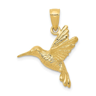 14k Yellow Gold 2-D Hummingbird Pendant C3476