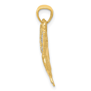 14k Yellow Gold w/Rhodium Fancy Butterfly Pendant