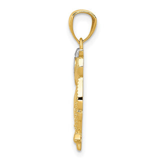 14k Yellow Gold and Rhodium Owl Pendant