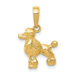 14k Yellow Gold Poodle Dog Pendant