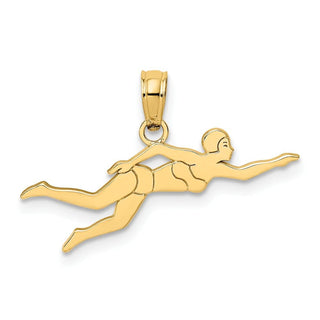 14k Yellow Gold Female Swimmer Pendant