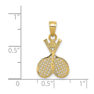 14k Yellow Gold Double Tennis Racquet Pendant