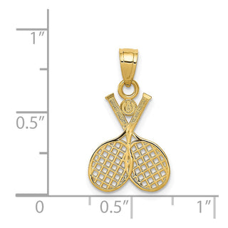 14k Yellow Gold Double Tennis Racquet Charm