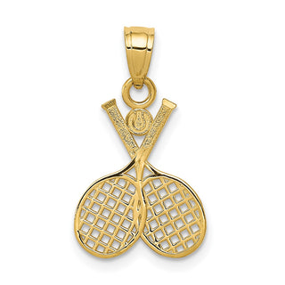 14k Yellow Gold Double Tennis Racquet Pendant