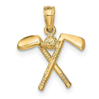 14k Yellow Gold 3-D Golf Clubs With Ball Pendant