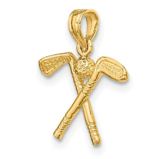 14k Yellow Gold 3-D Golf Clubs With Ball Pendant
