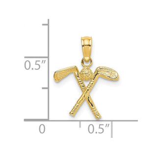 14k Yellow Gold 3-D Golf Clubs With Ball Pendant