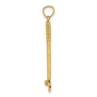 14k Yellow Gold 3-D Single Golf Club With Ball Pendant