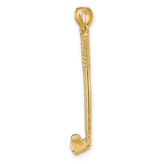 14k Yellow Gold 3-D Single Golf Club With Ball Pendant