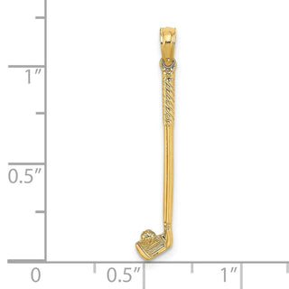 14k Yellow Gold 3-D Single Golf Club With Ball Pendant