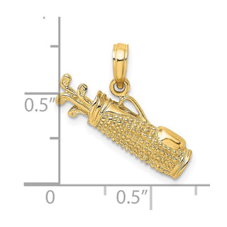 14k Yellow Gold Golf Bag Pendant C3548
