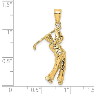 14k Yellow Gold 3-D Golfer In Swing Pendant