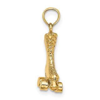 14k Yellow Gold 3-D Roller Skate Pendant C3550