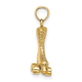14k Yellow Gold 3-D Roller Skate Charm C3550